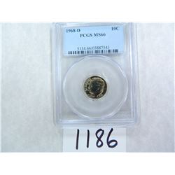 FOUR (4) 1968-D Roosevelt Dimes, PCGS Graded MS66, U.S. Ten Cents