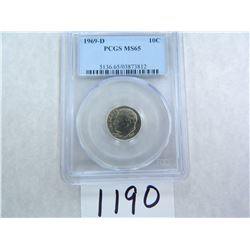 1969-D Dime PCGS Graded MS65