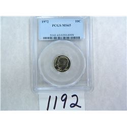 1972 Roosevelt Dime PCGS Graded MS65