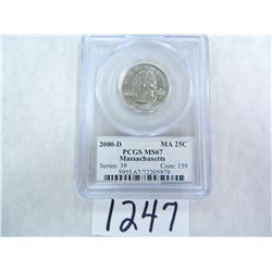 2000-D Massachusetts Quarter PCGS graded MS67