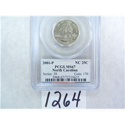 SIX (6) 2001-P North Carolina Quarter PCGS Graded MS67