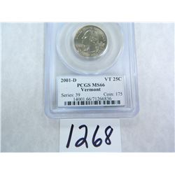 2001-D Vermont Quarter PCGS graded MS66