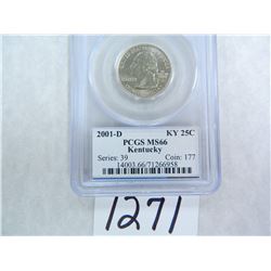 2001-D Kentucky Quarter PCGS Graded MS66