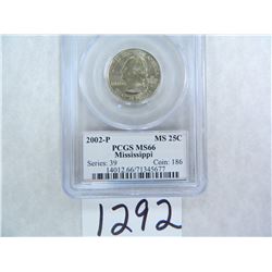 2002-P Mississippi Quarter PCGS Graded MS66