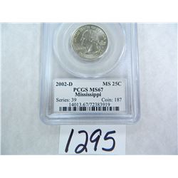 2002-D Mississippi Quarter PCGS Graded MS67