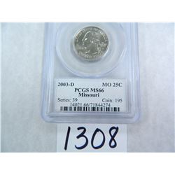 FOUR (4) 2003-D Missouri Quarter PCGS Graded MS66