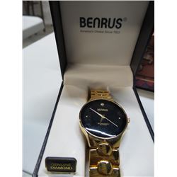 Benrus Geniune Diamond gold watch