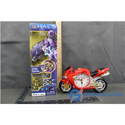 Halo Video Game Action Figure & Motorcycle Clock