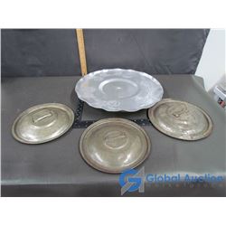 Metal Lazy Susan and 3 Metal Lids