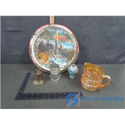 Glass Insulator, Peach Colour Glass Pitcher, etc