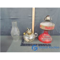 (2) Oil Lamps and a Shade