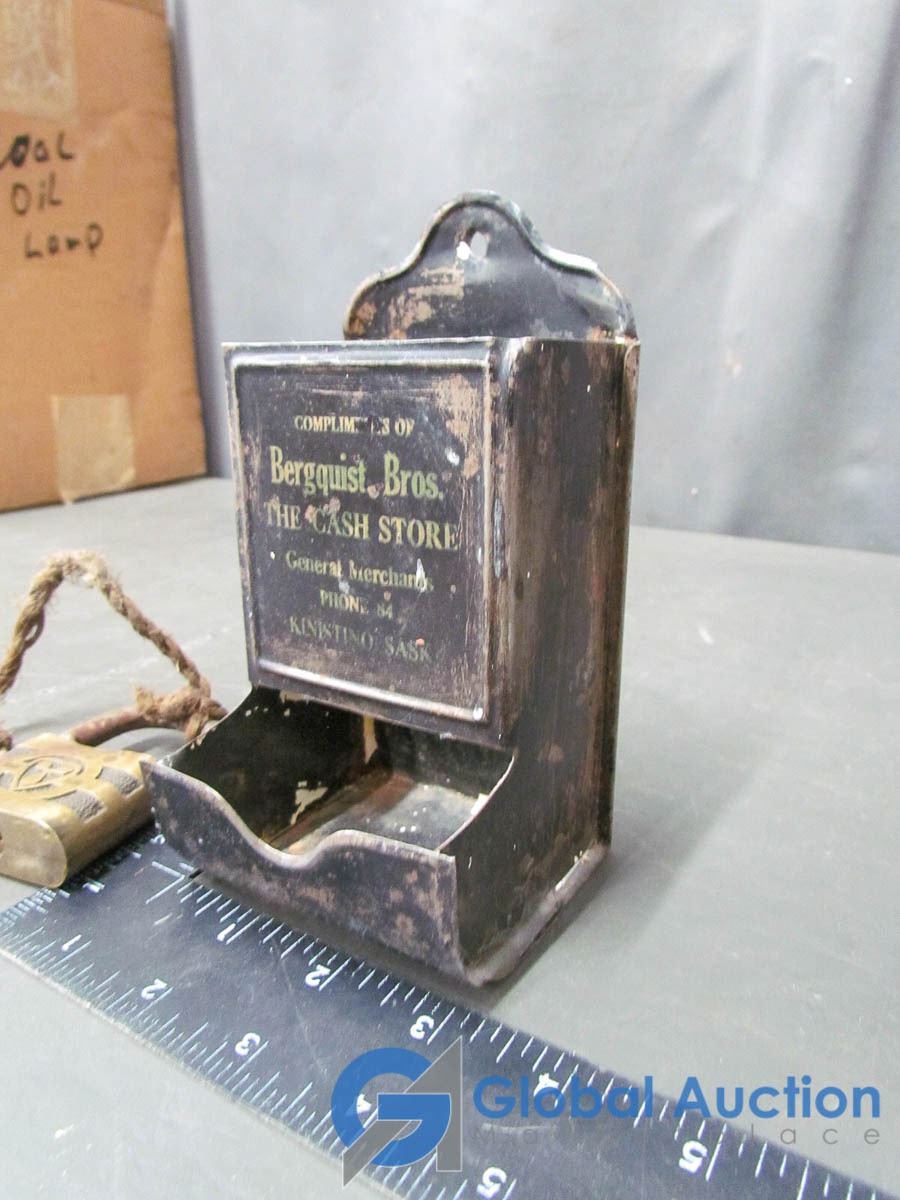 Metal Match Box Holder and Lock with Key