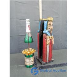 Decorative Metal Champagne Bottle in Wooden Case