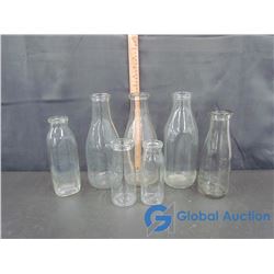 (7) Glass Milk Bottles