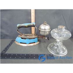 Gas Iron and Glass Oil Lamp Base