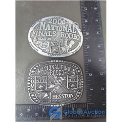 (2) Hesston Belt Buckles