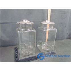 (2) Glass Cannisters with Lids