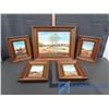 Image 1 : Set of 5 Wood Framed Farm Paintings