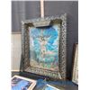 Image 3 : (4) Framed Religious Pictures, Cross Stitched Kitchen Decor and a Empty Frame