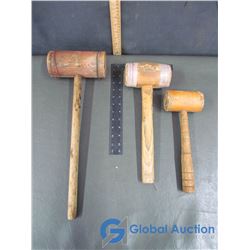 (3) Wooden Carpenter Mallets