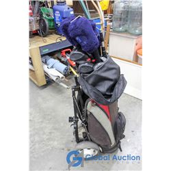 Golf Clubs, Bag and Rolling Cart