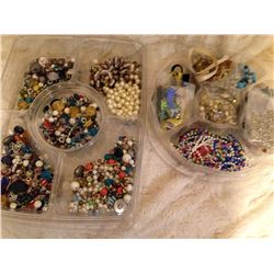 (2) Containers of Beads & Craft Supplies