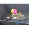 Image 1 : (3) Badminton Rackets, (2) Birdies & (2) Frisbees