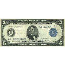 1914, $5 Federal Reserve Note FR874 PMG ChF15