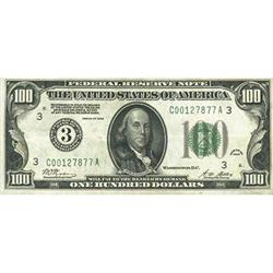 1928, $100 Federal Reserve Note. Fr-2150-C RAW