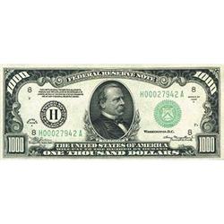 1934-A, $1000 Federal Reserve Note FR2212-H PMG AU55