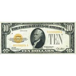1928, $10 Gold Certificate FR2400 PMG AU55