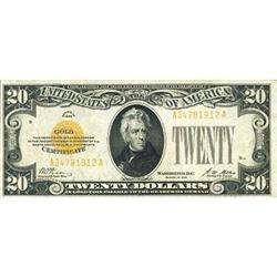 1928, $20 Gold Certificate. Fr-2402. KL-2261 RAW