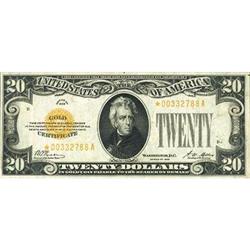 1928, $20 Gold Certificate. Fr-2402*. KL-2261* RAW