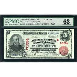 1902, $5 National Bank Note FR588 PMG ChUNC 63