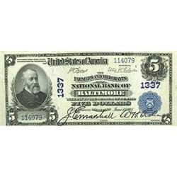 1902, $5 National Bank Note FR598 PMG AU50