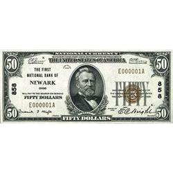 1929, $50 National Bank Note FR1803 PMG AU50