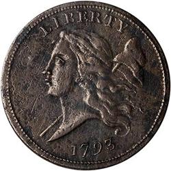 1793 Flowing Hair Half Cent. NCS EF