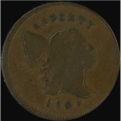 1795 Liberty Cap Half Cent. Lettered edge, pole RAW