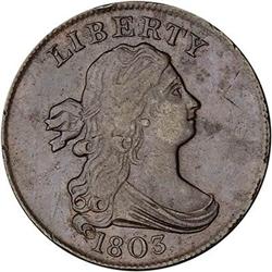 1803 Draped Bust Half Cent. Upset Reverse. VF30