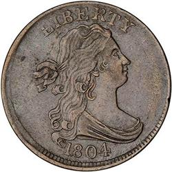 1804 Draped Bust Half Cent. Dbl Struck Reverse. VF35