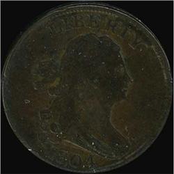 1804 Draped Bust Half Cent. Crosslet 4, stems. F12