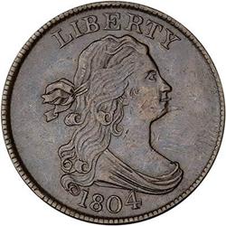 1804 Draped Bust Half Cent. Spiked chin. EF40