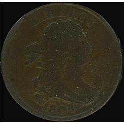 1804 Draped Bust Half Cent. Spiked chin. VG10