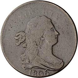 1806 Draped Bust Half Cent. Misaligned Obverse. F12