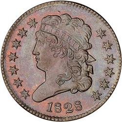 1828 Classic Head Half Cent. 13-Star Obverse. MS60