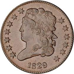 1829 Classic Head Half Cent. AU55