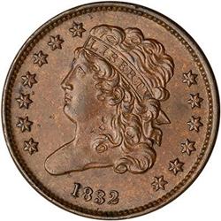 1832 Classic Head Half Cent. AU50