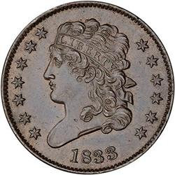 1833 Classic Head Half Cent. AU55