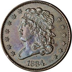 1834 Classic Head Half Cent. AU55