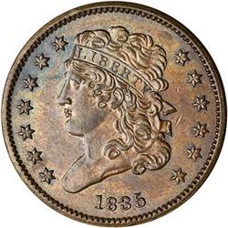 1835 Classic Head Half Cent. MS60